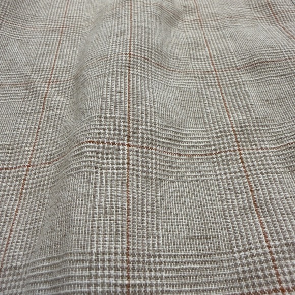 Banana Republic Mens Linen Cotton Glen Plaid Drawstring Pants Beige 32/34 FLAW - Picture 10 of 11